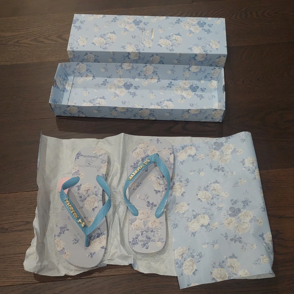 LoveShackFancy x havaianas Women's Whisper Blue Top Flip Flops - Picture 8 of 12